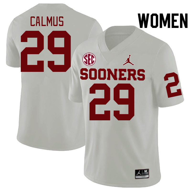 Women #29 Casen Calmus Oklahoma Sooners 2024 SEC Conference College Football Jerseys-White